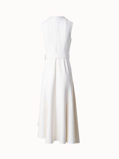 Trench Dress - A-Line Midi Dress in Cotton Double-Face with Zip-Cut-Out