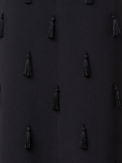 Long Silk Evening Dress with Tassels
