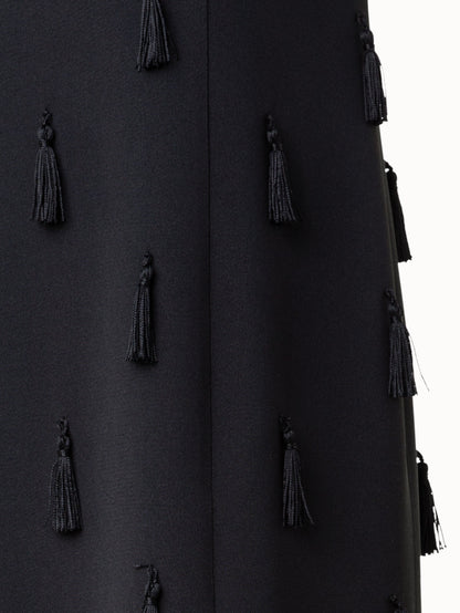 Long Silk Evening Dress with Tassels
