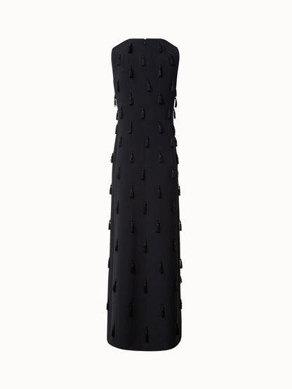 Long Silk Evening Dress with Tassels