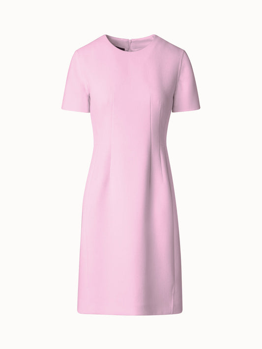 Sheath Dress with Short Sleeves in Wool Cr¨ºpe Double-Face