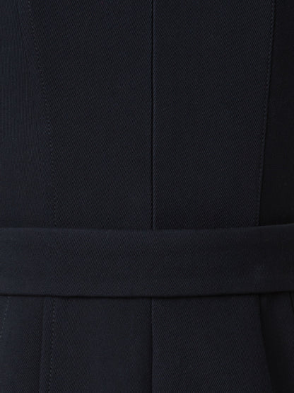 Trench Dress - Sleeveless Cotton A-Line Dress with Zip-Cut-Out