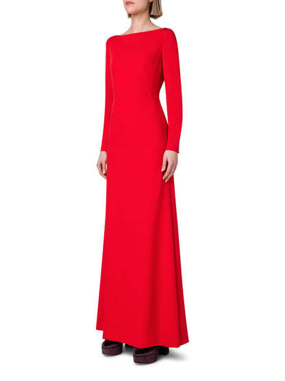 Long Silk Evening Dress with Long Sleeves