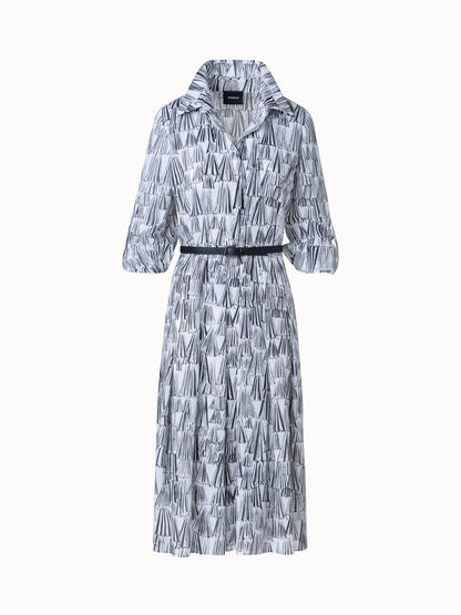 Cotton Shirt Dress with Asagao Print