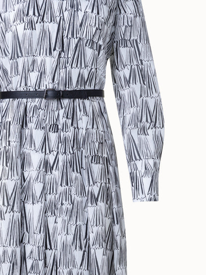 Cotton Shirt Dress with Asagao Print