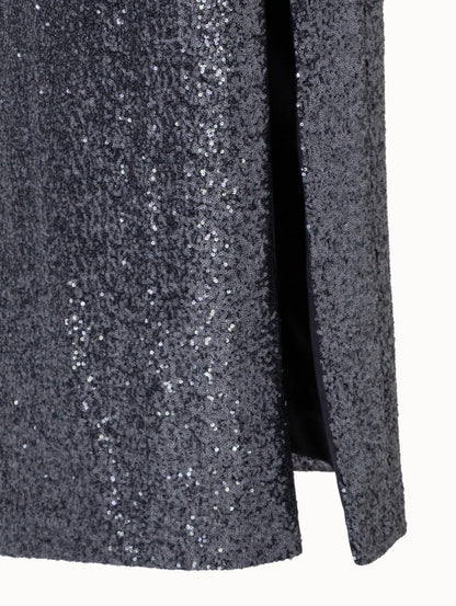 Sequins Jersey Evening Gown with Long Sleeves