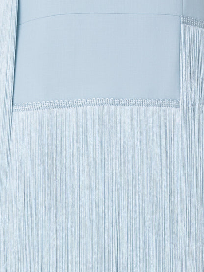 Long Silk Gown with Asymmetrical Fringes