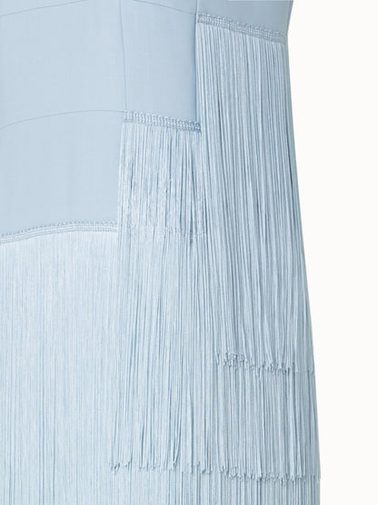 Long Silk Gown with Asymmetrical Fringes