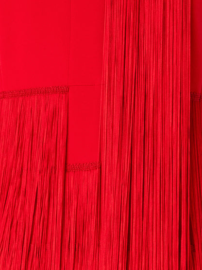 Sleeveless Silk Dress with Fringes