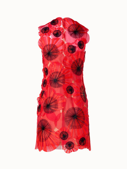 Short Sheath Dress with Poppy Embroidery