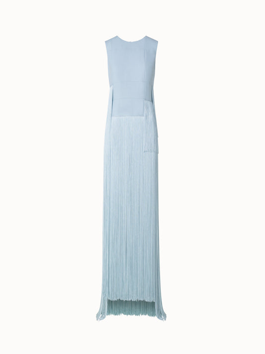 Long Silk Gown with Asymmetrical Fringes